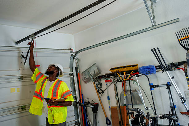 Professional Garage Door Roller Replacement technician working in Wareham Center, MA